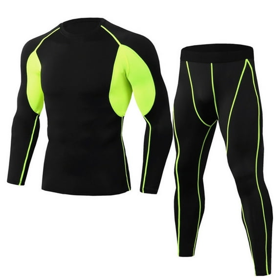 Men's Sports Running Set Workout Suits Compression Shirt Pants Top Long Sleeve Sports Tight Base Layer Quick Dry Tracksuit