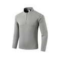 thumbnail image 1 of Men's Sports Shirts Long Sleeve Stand Collar 1/4 Zipper Solid Color Pullover Stretchy Tops Warm Thermal Workout Fitness (L, Gray), 1 of 6