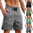 thumbnail image 1 of Men's Sports Shorts Drawstring Elastic Waist Shorts with Zipper Pocket Summer Quick Dry Workout Shorts,Gray,3XL, 1 of 9