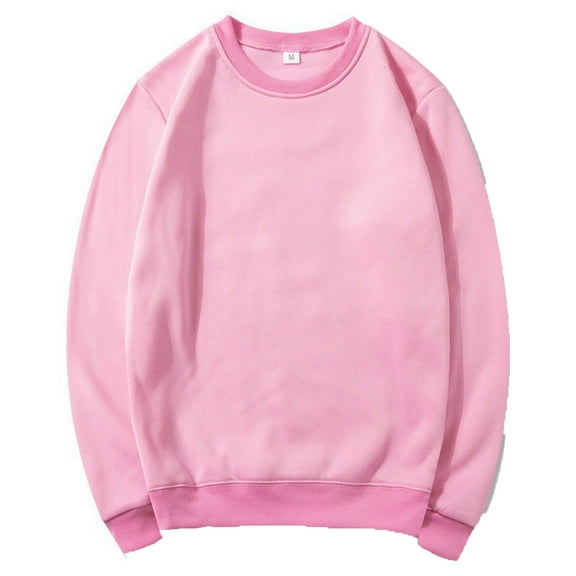 Men's Sports Sweatshirt Long Sleeve Solid Sweatshirts Breathable Lightweight Round Neck Pullover Tops Pink S