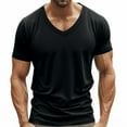 thumbnail image 1 of Men’s Sports T-Shirt Breathable V-Neck Short Sleeve Comfy Basic Tee Summer Lightweight Loose Tops ,Black,XL, 1 of 8