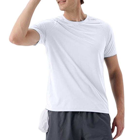 Men's Sports T-Shirts for Running and Fitness - Reflective Printed Outdoor Clothing Short Sleeve Activewear Ideal for Basketball and Exercise