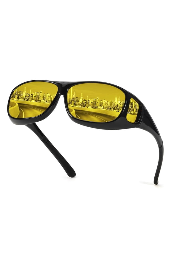 Men's Sports Vision Enhancer Glasses Yellow Lens Polarized UV400 for Night Tennis Baseball Running Cycling