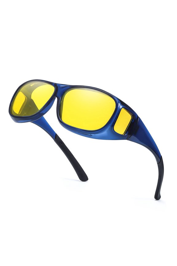 Men's Sports Vision Enhancer Glasses Yellow Lens Polarized UV400 for Night Tennis Baseball Running Cycling