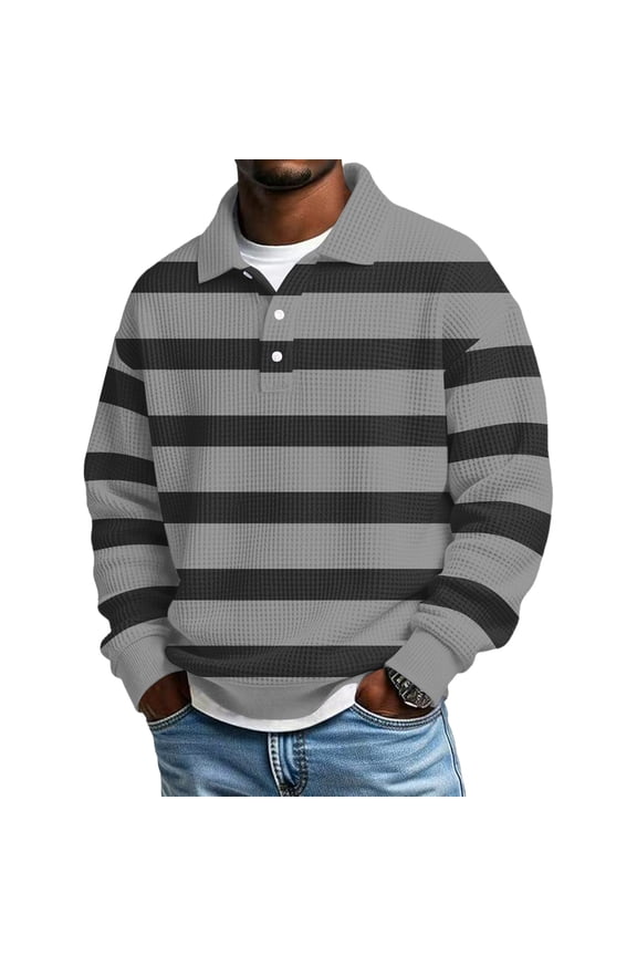 Men's Sporty Color Block Shirt, Raglan Sleeve with Collar, for Active Lifestyle, Weekend Adventures, and Street Fashion Gray 5XL