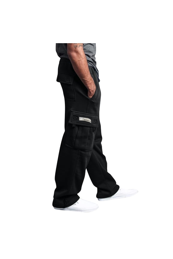 Men's Sporty Cuffed Work Pants with Elastic Waist, Multi-Pocket Design & Loose Fit for Casual Wear and Outdoor Activities (Lightweight & Breathable),Black M