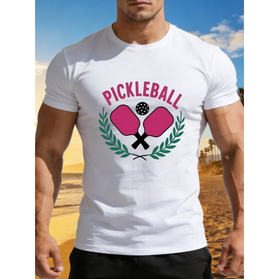 Men's Sporty Graphic Pickleball Paddle T-Shirt