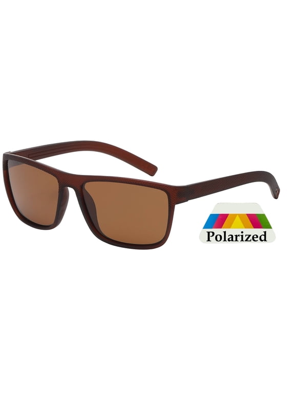 Men's Sporty Polarized Sunglasses - Brown Frame / Brown Lens