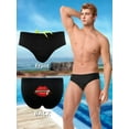 thumbnail image 1 of Men's Sporty Printed Swim Briefs - Elastic Quick Dry Swimming Essential, 1 of 5