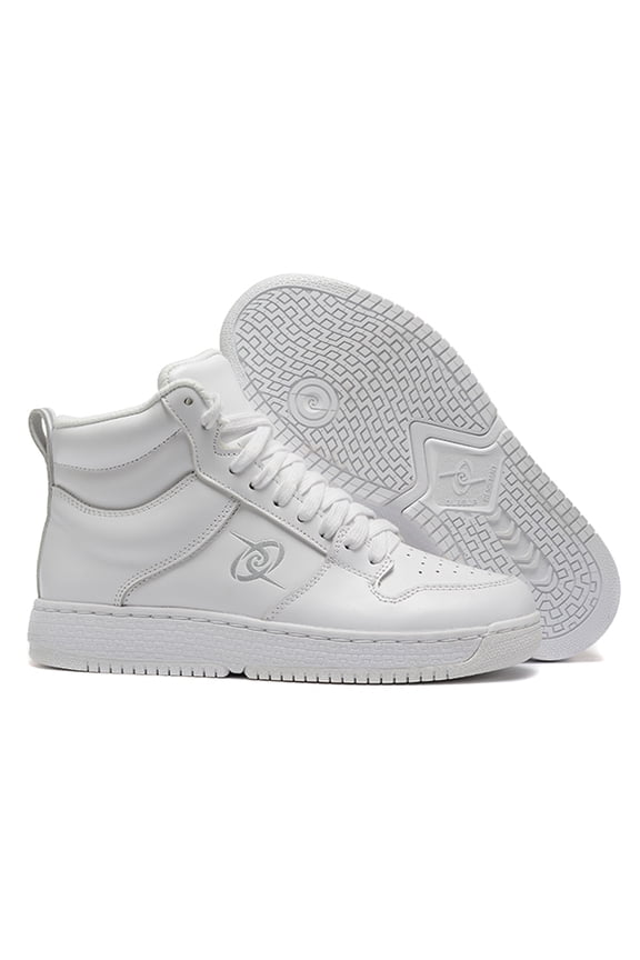 Men's Sporty White Sneakers GreatWall Rubber Sole, Lightweight Resilient Midsole