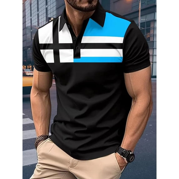Men's Spring And Summer New Top Short Sleeve Gradual Change Youth Sunshine Fashion Loose Comfortable High Quality Polo Shirt