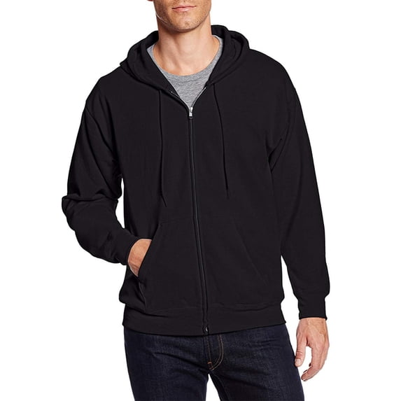 Men's Spring Autumn Casual Sweatshirt Fleece Hoodie Zip-up Jacket(Black,2XL)