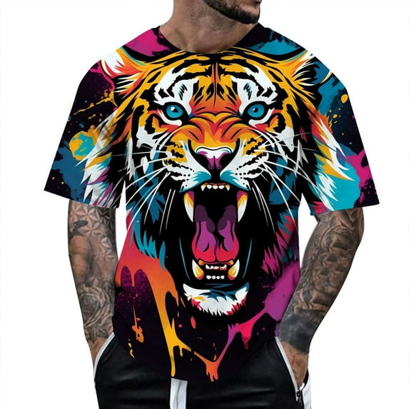 Men's Spring And Autumn Easter Print Short Sleeve Round Neck T Shirt Floral Fashion Trend Bottoming Shirt Mens Big And Tall Tee Shirts Big And Tall T Shirt Men A Shirts Custom T Shirts for Men Cropped