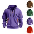 thumbnail image 1 of Men's Spring And Autumn Long Sleeved Hoodie Men's Casual Unique Outdoor Design Solid Color Long Sleeved Hoodie Large Size Men Cotton Hooded Sweatshirt, 1 of 3