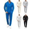 thumbnail image 1 of Men's Spring Fall 2-Piece Set, Casual Collar Long Sleeve Shirt and Long Pants, Smart Casual Office Outfit For Business and Daily Wear,Light Gray,XL, 1 of 6