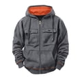 thumbnail image 1 of Men's Spring Fall Casual Solid Color Drawstring Hooded Long Sleeve Multiple Functional Pockets Zipper Cardigan Hoodie Jacket Coat for Daily Casual Outfits, 1 of 8