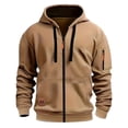 thumbnail image 1 of Men's Spring Fall Fashion Casual Drawstring Adjustable Hooded Zipper Closure Arm Multiple Functional Pockets Hoodie Jacket Coat Top for Daily Casual Outfits, 1 of 5
