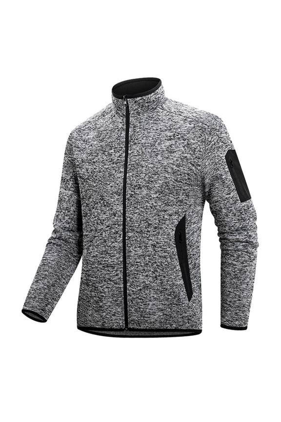 Men's Spring Fall Lightweight Track Jacket - Full Zip Slim Fit Micro Fleece Sports Coat with 2 Side Zip + 2 Inner Pockets (Daily/Casual/Business)