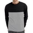 thumbnail image 1 of Men's Spring Fall Long Sleeve Tee Shirts Color Block Pullover Casual Round Neck Fitness Sports Basic Tops, 1 of 6