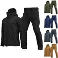 thumbnail image 1 of Men's Spring Fall Outdoor Softshell Jacket Set, Warm Special Forces Camouflage Plush Thickened Coat, For Hiking and Mountaineering,Khaki,S, 1 of 4