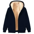 thumbnail image 1 of Men's Spring Fall Winter Casual Solid Color Cotton-Like Fabric Fleece Lined Long Sleeve Regular Fit Zipper Cardigan Hoodie Jacket Top for Daily Casual Outfits, 1 of 3