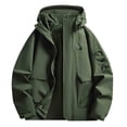 thumbnail image 1 of Men's Spring Fall Winter Hooded Jacket Waterproof Lightweight Rain Coat Hiking Windbreaker Jacket with Multi Pocket, 1 of 6