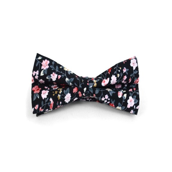 Men’s Spring Garden Black Cotton Boxed Banded Bow Tie