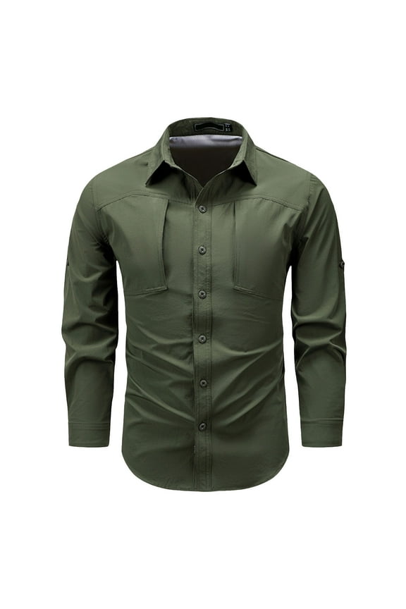 Men's Spring Long Sleeve Shirt Nylon Stretch Zipper Pocket Back Breathable Lightweight Comfortable Casual Top Men's Oversized Tshirts Workout T-Shirt