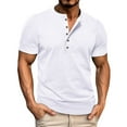 thumbnail image 1 of Men's Spring Short Sleeve Top Solid Color with Letter Stripe Stitching, Soft & Breathable, for Casual & Work, Multiple Sizes, 1 of 8