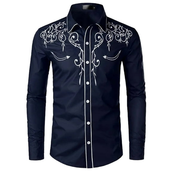 Men's Spring and Autumn New Casual Fashion Long Sleeve Printed Shirt Large Size Men's Shirt