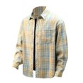 thumbnail image 1 of Men's Spring and Autumn Thin Plaid Long Sleeved Shirt, Polyester Material, Fashionable, Comfortable, Suitable for All Seasons, 1 of 4