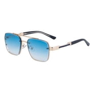 Mens Square Aviator Sunglasses Gold Frame Blue Gradient Lens UV Protection