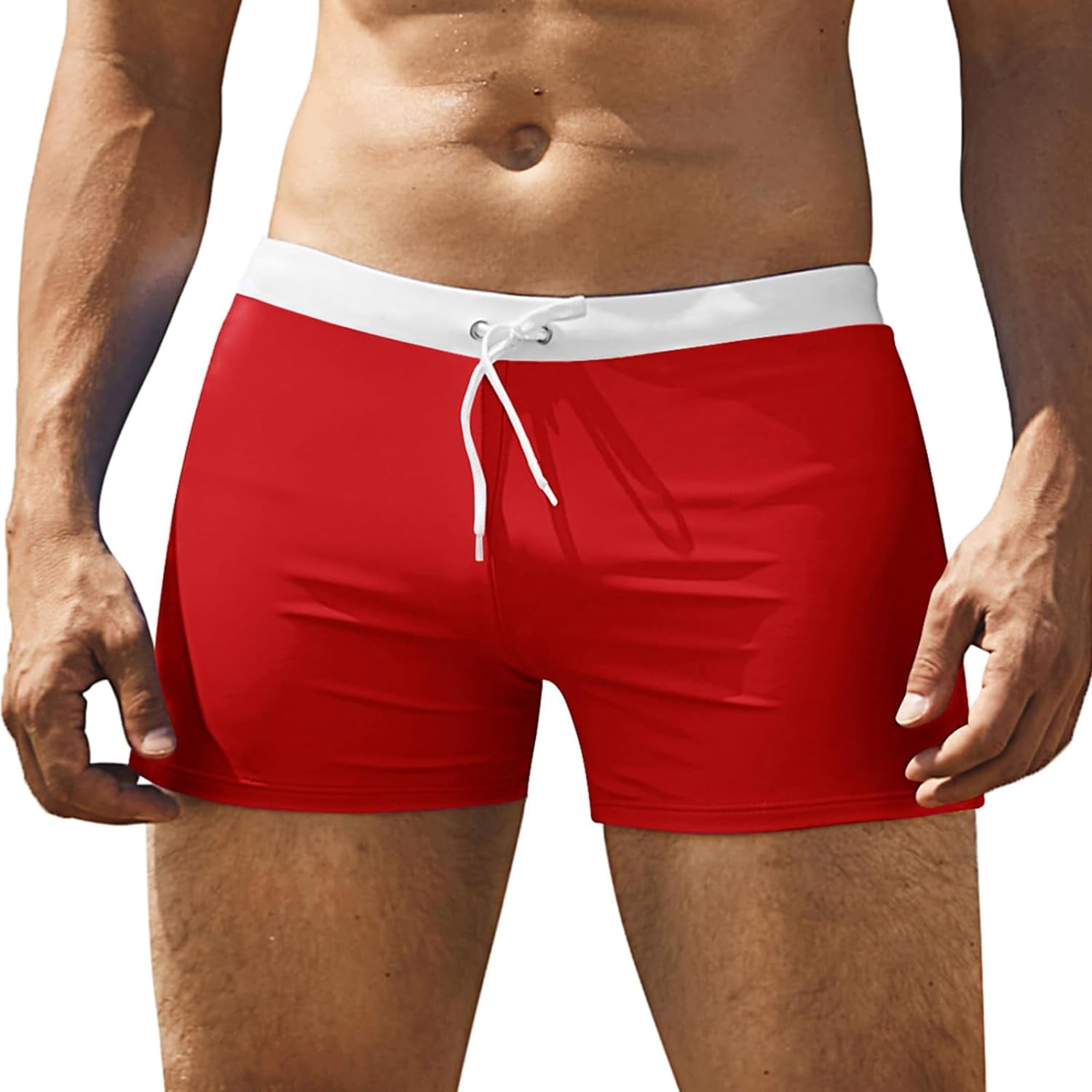 Men's Square Leg Swim Briefs Printed Swimsuit Athletic Swimwear Bathing Suit Swimming Trunks