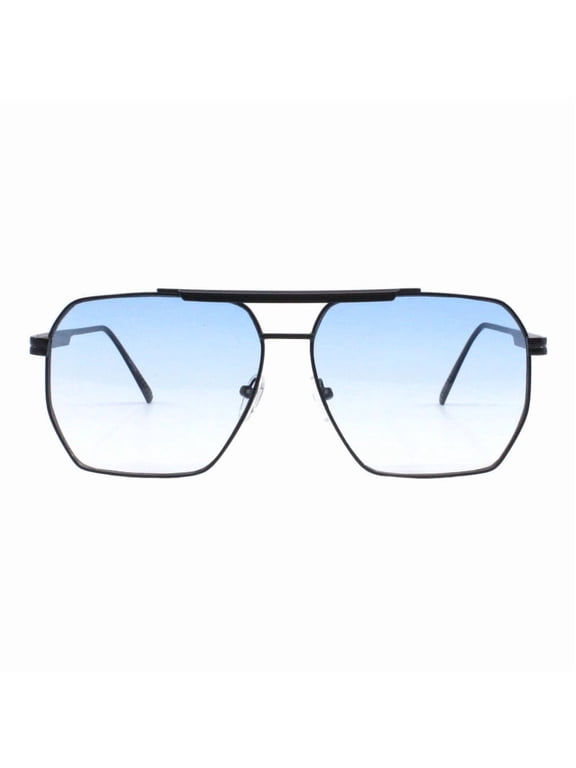Men's Square Navigator Sunglasses Metal Frame UV400 Lens Unisex Retro Black Blue