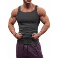 thumbnail image 1 of Men's Square Neck Ribbed Slim Fit Sports Tank Top Dark Gray L, 1 of 10