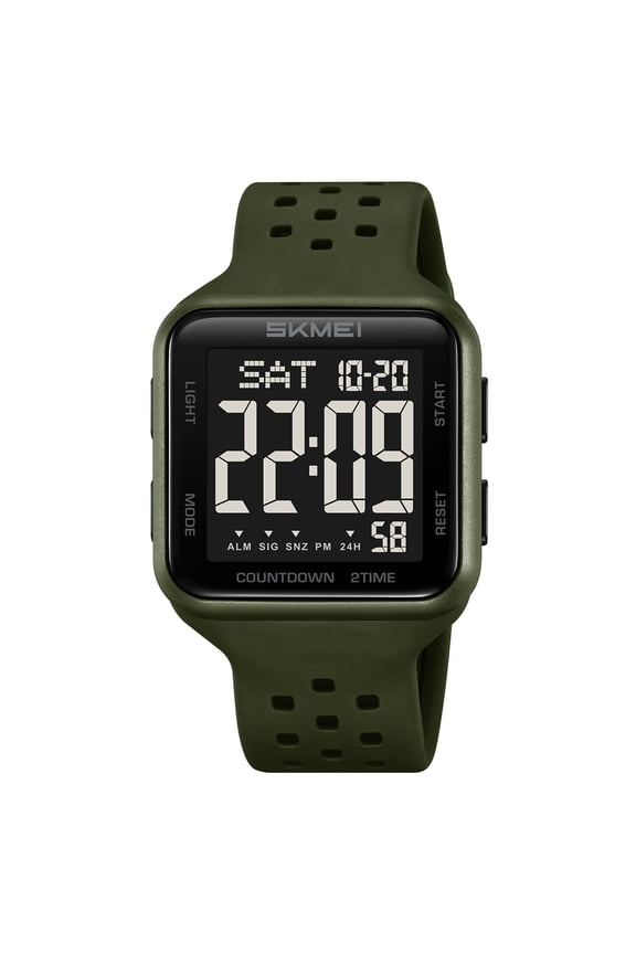 Men's Square Outdoor Watch - Waterproof Digital Chronograph with Dual Time Zone, Silicone Band for Hiking, Travel, and Casual Wear by Students