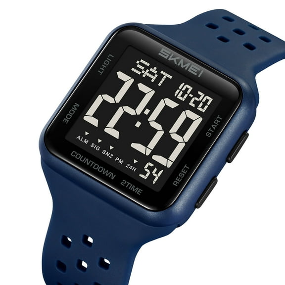 Men's Square Outdoor Watch - Waterproof Digital Chronograph with Dual Time Zone, Silicone Band for Hiking, Travel, and Casual Wear by Students