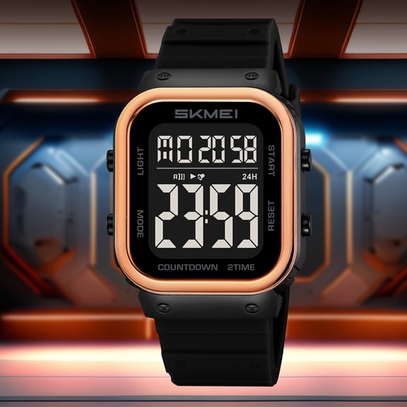 Men's Square Outdoor Watch - Waterproof Digital Chronograph with Silicone Band, Shock Resistant for Hiking, Swimming, Casual Wear by Students
