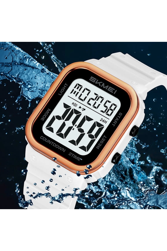 Men's Square Outdoor Watch - Waterproof Digital Chronograph with Silicone Band, Shock Resistant for Hiking, Swimming, Casual Wear by Students