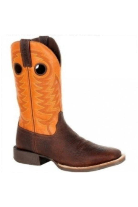 Men’s Square Toe Cowboy Boots Retro Embroidered Western Mid Calf Boots with Chunky Heel for Ranch Work Rodeo Country Concerts Casual Wear and Outdoor Riding