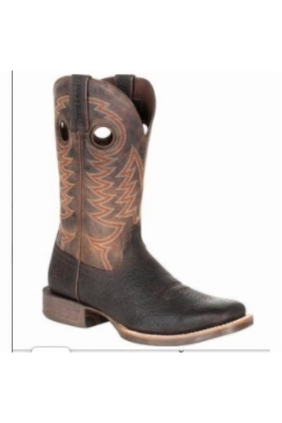 Men’s Square Toe Cowboy Boots Retro Embroidered Western Mid Calf Boots with Chunky Heel for Ranch Work Rodeo Country Concerts Casual Wear and Outdoor Riding