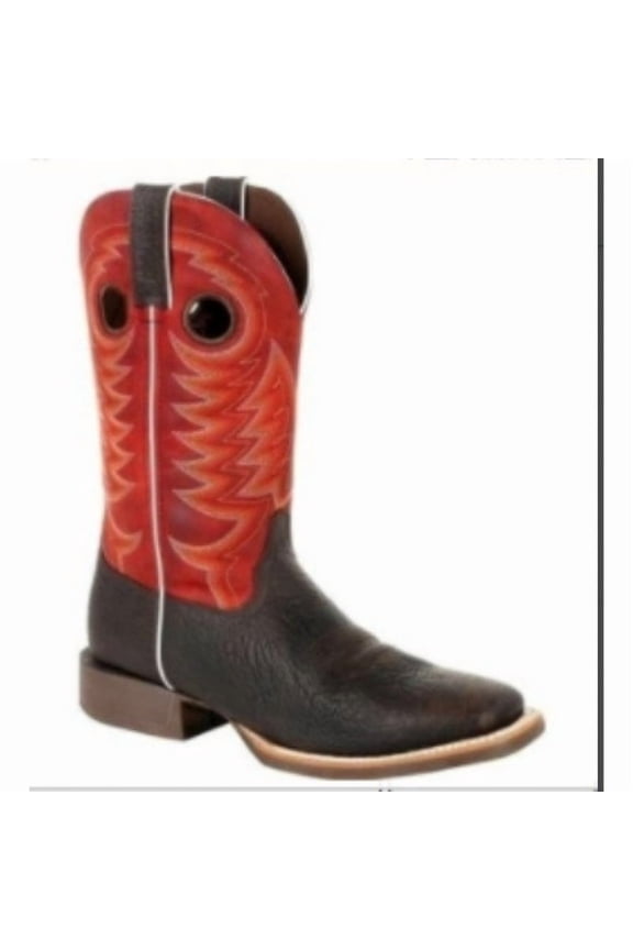 Men’s Square Toe Cowboy Boots Retro Embroidered Western Mid Calf Boots with Chunky Heel for Ranch Work Rodeo Country Concerts Casual Wear and Outdoor Riding
