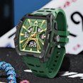 thumbnail image 1 of Men's Square Wrist Watch Silicone Sports Watch Waterproof Analog Digital Multifunction Clock, 1 of 5