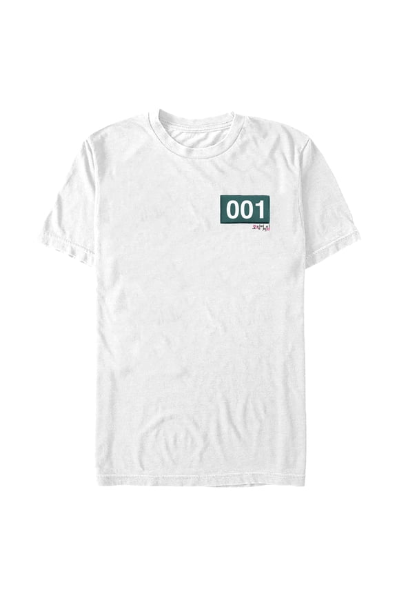 Men's Squid Game 001 Patch Graphic Tee White Medium