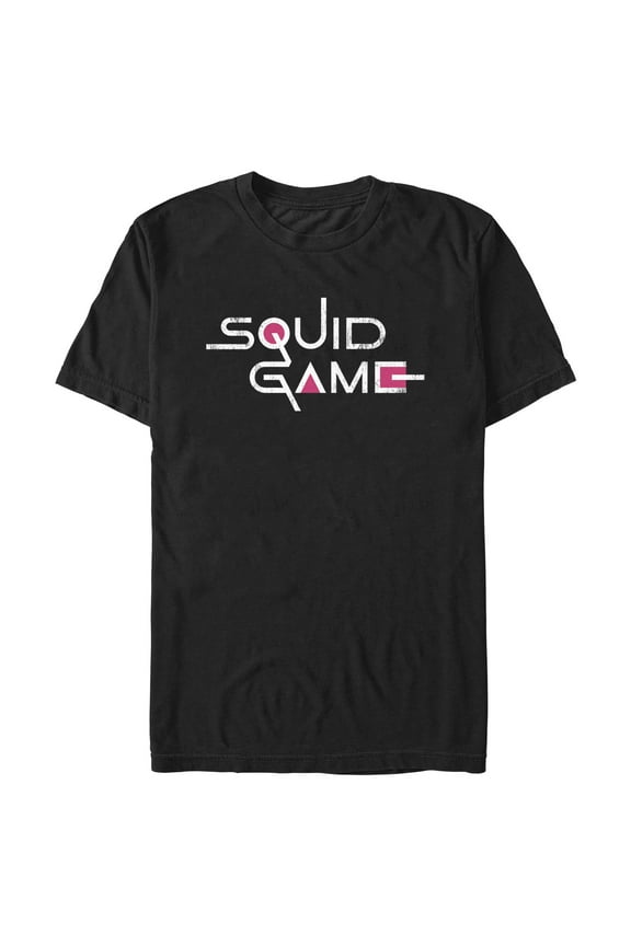 Men's Squid Game Distressed Logo Black Graphic Tee Black 3X Large