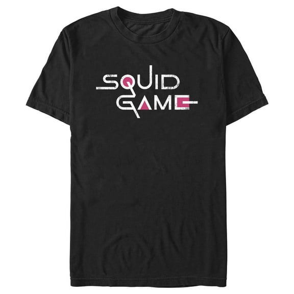 Men's Squid Game Distressed Logo Black Graphic Tee Black Small