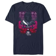 Mens Squid Game Front Man Icons Graphic Tee Navy Blue Medium