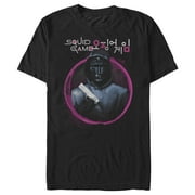 Mens Squid Game Front Man Portrait Graphic Tee Black X Large