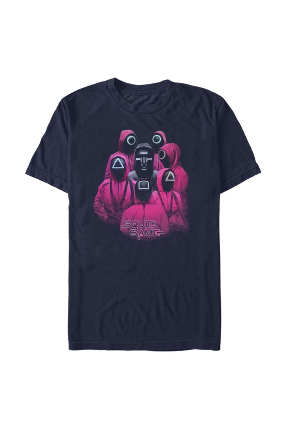 Men's Squid Game Front Man and Guards Graphic Tee Navy Blue Medium