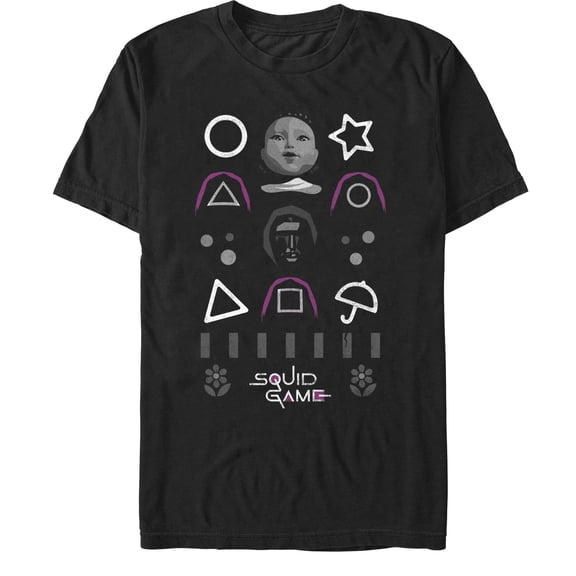 Men's Squid Game Game Icons Graphic Tee Black 2X Large